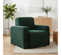 LoogCape Dark Green Velvet Chair with Wide Armrests and Adjustable Backrest for Living Room Bedroom Office Lounge Corner with Wooden Metal Frame, Rotatable and Ergonomic, Comfortable Relaxing