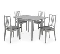 LoogCape Dining Set 5 Pieces Rubber Wood and MDF Grey Extendable Dining Table with 4 Upholstered Chairs Space Saving Furniture Set for Dining Room Modern Durable Easy to Clean and Assemble