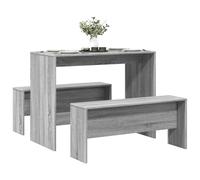 LoogCape Dining Set with Table and Bench, Grey, Sonoma Wood Material, 97 x 47 x 75 cm, Extendable, Space-Saving, Robust Furniture Set for Dining Room, Kitchen, Living Room, Ideal Seating Set for