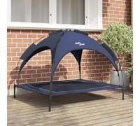 LoogCape Dog Bed Navy Blue 104 x 86 x 84.5 cm Steel for Indoor and Outdoor Use with Removable Sun Canopy, Weatherproof, Scratch-Resistant, Lightweight, Washable, Ideal Place for Dogs and Puppies