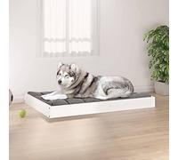 LoogCape Dog Bed White 101.5 x 74 x 9 cm Made of Solid Pine Wood for Cosy Resting Places, Durable Design, Non-Slip and Easy to Clean, Ideal for Home, Travel and Outdoor Use