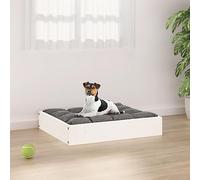 LoogCape Dog Bed, White, 51.5 x 44 x 9 cm, Made of Solid Pine Wood for Small Dogs, Robust Dog Sofa, Non-Slip, Easy Assembly, Ideal Sleeping Area, Durable, Soothing Design, for Home