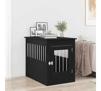 LoogCape Dog Box Furniture Black Oak 55 x 80 x 68 cm Wood Material Weatherproof Outdoor Indoor Protection Sleeping Area with Lockable Door and Ventilation