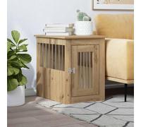 LoogCape Dog Cage in Furniture Style, Artisan Oak, 45 x 62 x 59 cm, Wood Material with Lockable Door, Side Table, Weatherproof, Indoor Outdoor, for Dogs up to 40 kg, Robust Construction