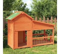 LoogCape Dog Kennel Brown 143 x 60.5 x 109 cm Solid Pine Waterproof Roof Large Pet House for Dogs Cats Rabbits Outdoor Indoor Protection Comfort
