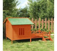LoogCape Dog Kennel, Brown, 159 x 120 x 88.5 cm, Solid Pine Wood, Weatherproof Outdoor Pet House with Large Entrance for Safe Protection and Comfort in the Garden, Yard, Patio or Flat