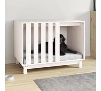 LoogCape Dog Kennel, White, 90 x 60 x 67 cm, Solid Pine Wood, Weatherproof, Winterproof for Outdoor and Indoor Protection, Sleeping Area, Robust Pet House for Dogs, Puppies, Garden, Patio