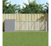 LoogCape Dog Kennel with Run in Light Grey, 110 x 405 x 110 cm, Galvanised Steel, Weatherproof, Outdoor, Indoor Protection, Sleeping Area with Roof and Door for Puppies, Dogs, Garden, Patio, Balcony