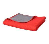 LoogCape Double-Sided Quilted Bedspread 220 x 240 cm in Red Grey with Microfibre Breathable Warm Washable for Bedroom Decorative Lightweight All Year Round with Diamond Quilting