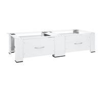 LoogCape Double Washing Machine and Dryer White Steel Base Sturdy Platform with Non-Slip Pads Rubber Feet Two Drawers Suitable for All Standard Appliances Protects Floors