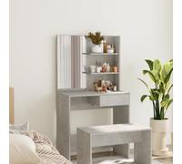 LoogCape Dressing Table with Mirror Concrete Grey 74.5 x 40 x 141 cm Wood Material Modern with Storage Space for Bedroom, Living Room, Office