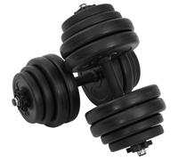 LoogCape Dumbbell Set 2 x 15 kg with Non-Slip Plastic-Coated Bars Adjustable for Strength Training Muscle Building Home Gym and Gym