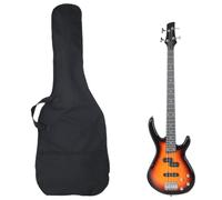 LoogCape Electric Bass for Beginners 4/4 46 Inch with Practical Bag in Brown Black Durable Solid Wood Including Accessories Ideal for Beginners Children Adults Music Lessons