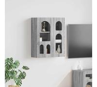 LoogCape Elst Sonoma Grey Wall Cupboard, 59 x 20 x 71.5 cm, Wood Composite Wall Mounted Storage Space for Kitchen, Hallway, Living Room, Bedroom with 6 Wall Shelves, Modern Design