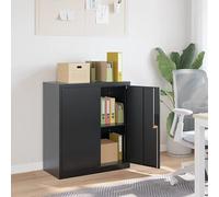 LoogCape Filing Cabinet Anthracite 79 x 40 x 90 cm Steel with Lockable Door, 1 Shelf, Robust Design, Ideal for Office, Home Office, Document Storage, Drawer, Metal, Wood, Organiser System