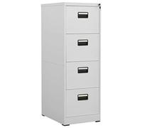 LoogCape Filing Cabinet Light Grey 46 x 62 x 133 cm Steel with Lock 4 Drawers Hanging File Lockable for Office Home Office Documents Organiser Durable Modern Design