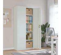 LoogCape Filing Cabinet Light Grey 90 x 40 x 200 cm Steel Office Cabinet with 4 Shelves, Lockable, Sturdy Metal Cabinet for Office, Archive, Documents, Hanging Files, with Lock
