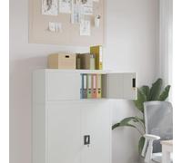 LoogCape Filing Cabinet Light Grey 90 x 40 x 40 cm Steel with Lockable Double Door for Office, Home Office, Archive, Document Storage, Metal, Robust, Versatile