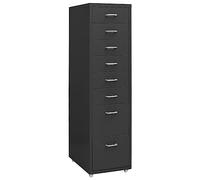 LoogCape Filing Cabinet with Wheels, Anthracite, 28 x 41 x 109 cm, Metal Office Cabinet with 8 Drawers, Lockable, for Documents, Folders, Hanging Files, Home Office, Sturdy Steel Design