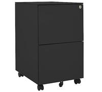 LoogCape Filing Cabinet with Wheels Anthracite 39 x 45 x 67 cm Steel Lockable with 2 Drawers Hanging File Office Cabinet Roll Container for Document Storage in Home Office and Office