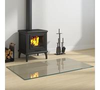 LoogCape Fire Pit Glass Top Transparent 100 x 60 cm Heat Resistant Safety Glass for Fireplace, Stove, Floor and Floor Protection, Scratch-Resistant, Shatterproof, for Wood, Pellet Stove, Sweden Stove