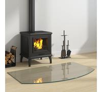 LoogCape Fire Pit, Glass Top, Transparent, 100 x 60 cm, Heat-Resistant, Shatterproof, Floor Protection for Fireplace, Oven, Wood, Pellet Stove, Laminate, Parquet, Living Room, Protection