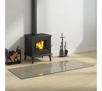 LoogCape Fire Pit, Glass Top, Transparent, 120 x 50 cm, Heat-Resistant, Scratch-Resistant, Shatterproof for Fireplace, Tiled Stove, Wood and Pellet Stove in the Living Room, Protection for Laminate