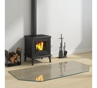 LoogCape Fire Pit Glass Top Transparent 120 x 60 cm Heat-Resistant Safety Glass for Fireplace Protective Plate for Wood, Pellet Stove, Swedish Stove, Laminate, Parquet, Living Room