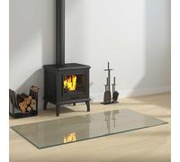 LoogCape Fire Pit Glass Top Transparent 120 x 60 cm Heat Resistant Tempered Safety Glass Protection for Fireplace and Oven Suitable for Wood, Pellet Stove, Swedish Stove, Tiled Stove in the Living