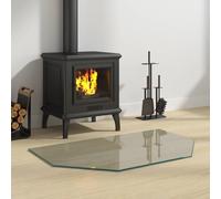 LoogCape Fire Pit Glass Top Transparent 80 x 50 cm Heat Resistant Safety Glass for Fireplace, Stove, Pellet Stove, Sweden Stove, Floor and Floor Protection, Scratch-Resistant, Shatterproof, Indoor