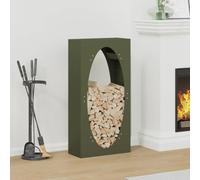 LoogCape Firewood Rack, Olive Green, 50 x 23 x 100 cm, Cold Rolled Steel Wooden Stand for Fireplace, Storage and Drying in the Living Room, Garden or Patio
