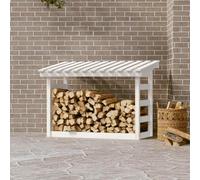 LoogCape Firewood Rack White 108 x 64.5 x 78 cm Made of Solid Pine Wood for Dry Firewood Storage in the Living Room, Garden or Patio with Sturdy Wooden Stand and Easy Assembly