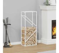 LoogCape Firewood Rack White 40 x 25 x 100 cm Cold-Rolled Steel with 100 kg Load Capacity for Dry Wood Storage in the Living Room, Garden, Patio, Wood Stove, Firewood, Wood Stand, Log Basket, Order