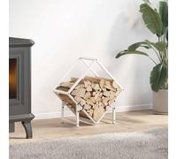 LoogCape Firewood Rack, White, 50 x 25 x 50 cm, Made of Cold-Rolled Steel, Sturdy Wooden Shelf for Storage and Storage, Weatherproof Frame for Living Room, Patio and Garden, with High Load Capacity