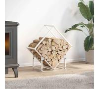 LoogCape Firewood Rack, White, 60 x 25 x 60 cm, Cold Rolled Steel Wooden Stand, Wood Basket, Storage for Fireplace, Living Room, Patio, Garden, Indoor, Outdoor with 100 kg Load Capacity