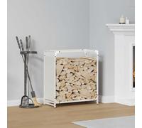 LoogCape Firewood Rack White 60 x 28 x 65 cm Cold-Rolled Steel with 60 kg Ideal for Storage and Storage in the Living Room, Garden or Patio