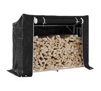 LoogCape Firewood Rack with Rain Cover, 151 x 60.5 x 110.5 cm, Galvanised Steel, Weatherproof for Outdoor Use, Wood Stack Holder, Firewood Basket, Durable, Weather-Resistant, Easy to Use