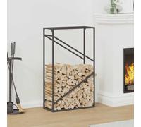 LoogCape Firewood Shelf, Black, 60 x 25 x 100 cm, Cold-Rolled Steel with 100 kg Load Capacity for Efficient Wood Storage, Dry Storage and Stylish Order in the Living Room, Garden or Patio
