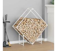 LoogCape Firewood Shelf, White, 100 x 25 x 100 cm, Made of Cold-Rolled Steel, Sturdy Wooden Stand for Fireplace, Wood Storage, Practical Stacking Aid for Living Room, Patio and Garden