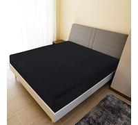 LoogCape Fitted Sheets Set of 2 Jersey Black 140 x 200 cm Cotton Breathable Skin-Friendly Durable for Double Bed Waterbed Bedroom Guest Room