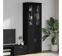 LoogCape Florin High-Quality Highboard with Doors, Black, 60 x 35 x 182 cm, Wood Material, Durable Storage Space for Living Room, Home Office, Modern Design, Easy Care, Versatile, Space-saving