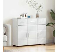 LoogCape Florin Sideboard High Gloss White 88.5 x 30.5 x 73 cm Wood Material Modern Storage Space for Living Room, Home Office, Bedroom, Durable, Easy to Clean, Space-Saving, Versatile