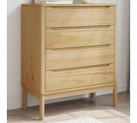 LoogCape Floro Wax Brown Solid Pine Wood Chest with 4 Drawers for Living Room Bedroom Hallway and Office Durable Sideboard with Lots of Storage Space 76.5 x 39 x 90.5 cm Rustic Design