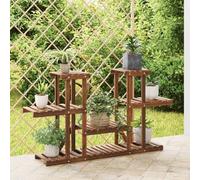 LoogCape Flower Stand 110 x 25 x 73 cm Solid Fir Wood with Weatherproof Carbonation Ideal for Balcony, Patio, Living Room and Garden, Offers Space for Pot, Plant, Decoration, Herbs