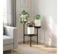 LoogCape Flower Stand White 54 x 49 x 81 cm Polypropylene and Steel Modern Design Space Saving for Indoor Plants Presentation Durable