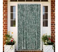 LoogCape Fly Curtain Green White 90 x 200 cm Chenille Mosquito Screen Roller Blind Door Curtain with Strap and Zip for Windows Balcony Door Patio Door Roof Window