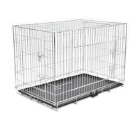LoogCape Foldable Dog Crate Metal XXL with 3 Doors, Portable Transport Cage for Dogs, Sturdy, Rust-Resistant Dog Cage with Handle, Ideal for Travel, Outdoor, Holiday, Car, Vet, Space Saving