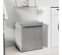 LoogCape Foldable Laundry Basket Grey 51 x 34.5 x 59 cm with Lid and Handles Made of Imitation Linen, Space-Saving Sorting Container for Dirty Laundry in the Bathroom, Bedroom, Laundry Room
