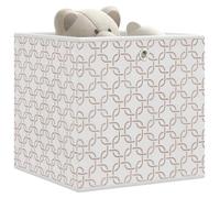 LoogCape Folding Boxes, Pack of 10, Cream, 32 x 32 x 32 cm, Fleece with Round Eyelets, Foldable, Versatile Organiser for Home, Children's Room, Office, Kitchen, Bathroom and Living Room