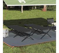 LoogCape Folding Camping Bed Set of 2, Black, 210 x 80 x 46 cm, Lightweight, Sturdy Outdoor Bed for Hiking, Beach, Festival, Garden, Fishing, Trekking, Ultralight, Foldable, Portable, Comfortable